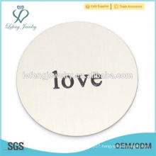 Top sale stainless steel love letter silver round floating locket plates jewelry